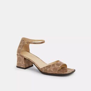 Coach Women's Block Heel Sandal In Signature Canvas Tan